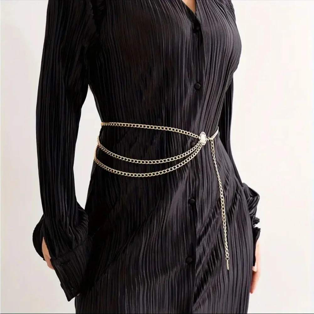 Golden Plated Tassel Belt Chain Elegant‎ Alloy Accessory Versatile Style